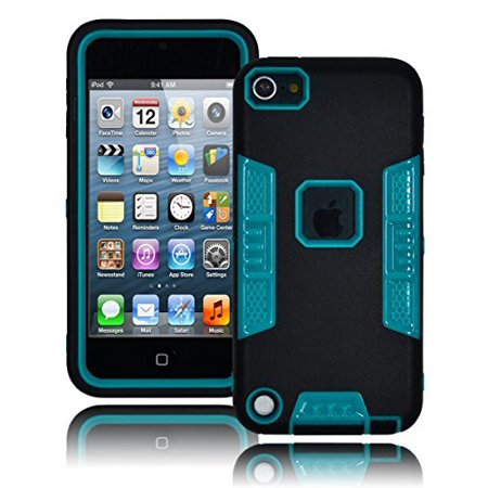 - For Apple iPod Touch 5, Bastex Heavy Duty Robotic Design Hybrid Black Rubberized Case with Teal Hard Insert for Apple iTouch 5