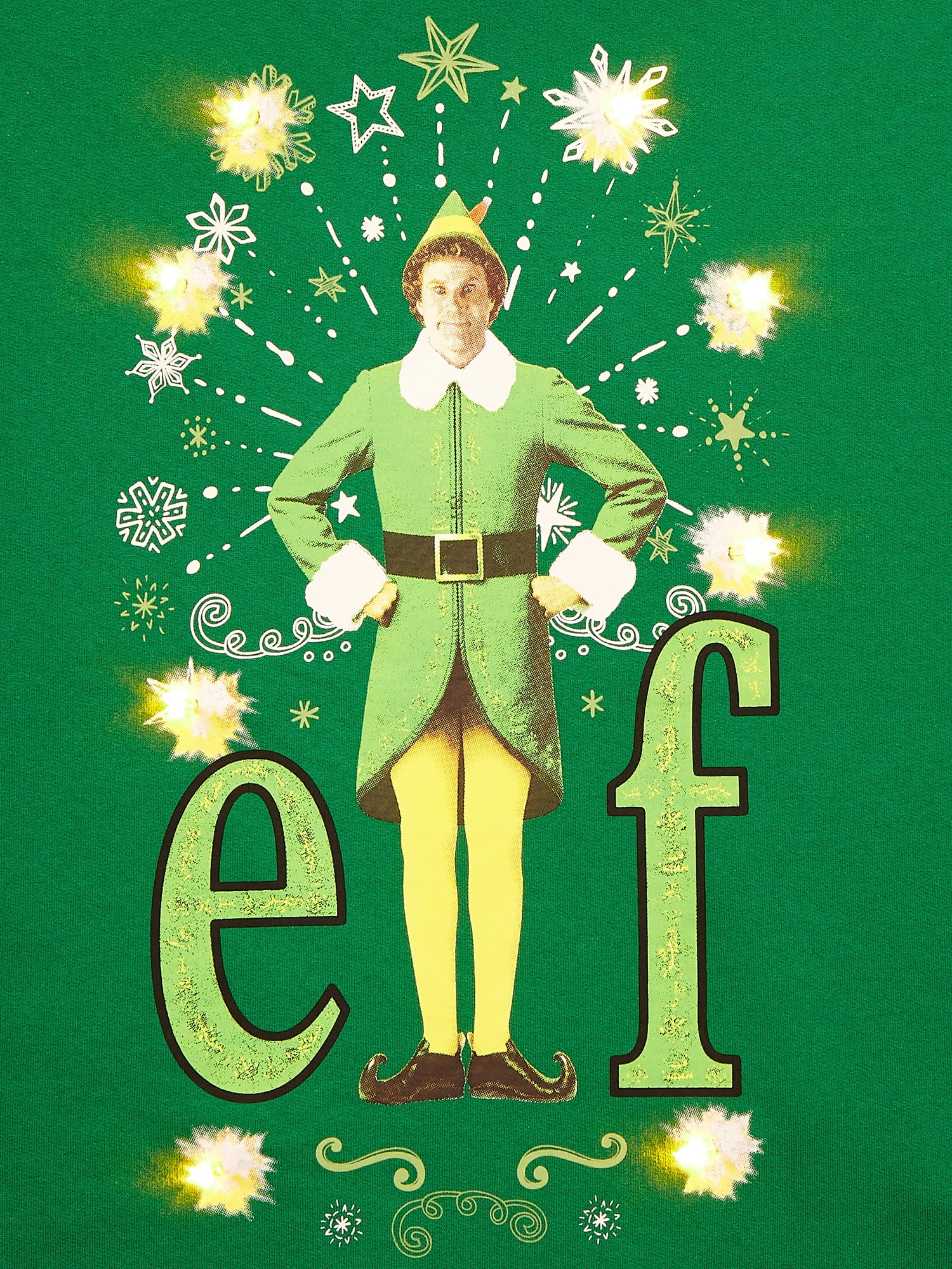 Elf Men's Light Up Christmas Sweater with Long Sleeves, Sizes S-3XL