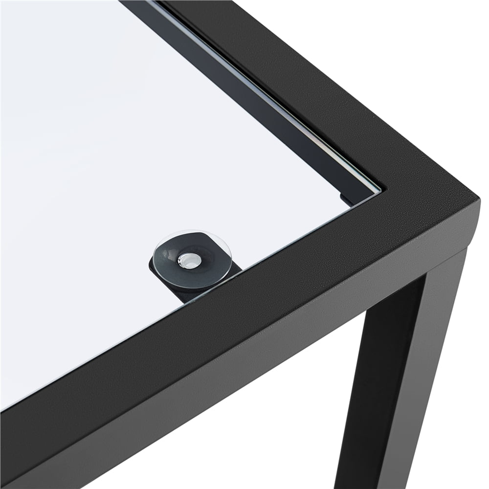 Yaheetech Modern Tempered Glass Coffee Table with Metal-frame, Black