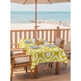 thumbnail image 2 of Outdoor Tablecloth with Umbrella Hole for Patio/Picnic/Party/Camping, Yellow Geometric Waterproof Table Cloth Rectangle Table Cover Washable, Modern Abstract Art Rhombus (60"x 102"), 2 of 8