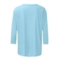 thumbnail image 3 of TQWQT 3/4 Length Sleeve Womens Tops Casual Loose Fit Crewneck T Shirts Cute Solid Three Quarter Length Tunic Tops Light Blue M, 3 of 5
