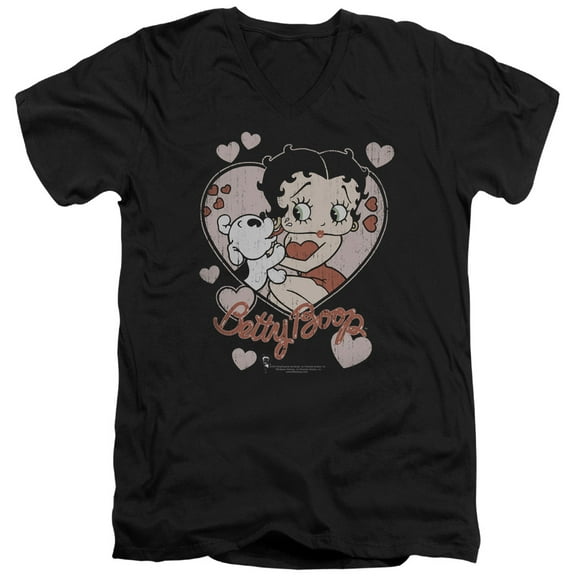 Betty Boop Classic Kiss S/S Adult V-Neck T-Shirt Black