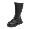 thumbnail image 4 of NAISIBABY Girls Slouch Boots, Side Zipper Round Toe Non-Slip Soft Thick Sole Fashion Mid-Calf Riding Boots Black 12.5(Little Kids), 4 of 9