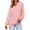 Pink, variant on Fantaslook Waffle Knit Womens Sweatshirts Long Sleeve V Neck Shirts Pullover Casual Outfits Loose Fall Tops