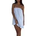 thumbnail image 4 of Coduop Women Pleated Strapless Tube Dress Off Shoulder Tunic Dress Tiered Casual Short Mini Dress, 4 of 9