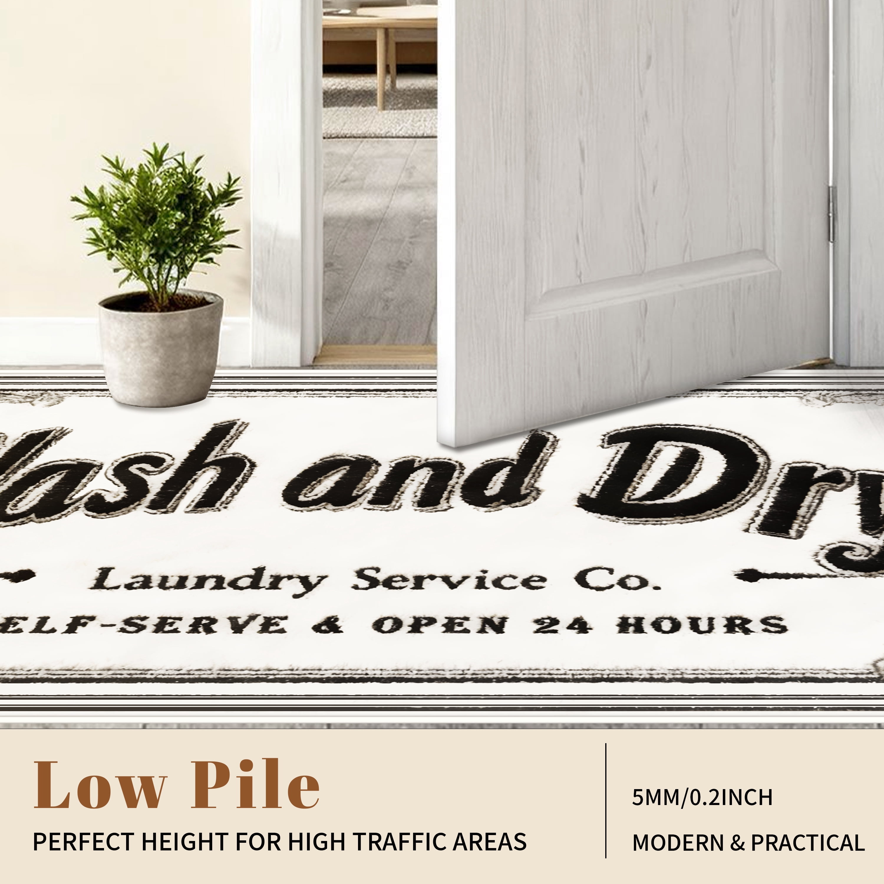 Laundry Room Runner Rug for Hallways Kitchen Runner Rug Non Slip 20"X47" Washable Runner Rugs with TPR Backing Soft Text Carpet Indoor Machine Washable Accent Rug Low Pile Carpet