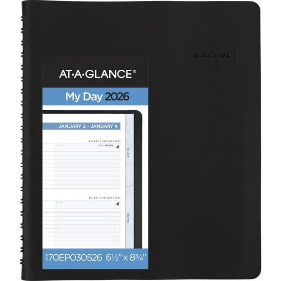 AT-A-GLANCE The Action Planner 2026 Daily Appointment Book Planner Black Medium