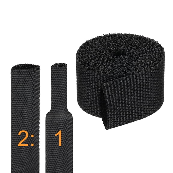 Uxcell 2:1 Ratio Heat Shrink Braided Sleeve 1/2" ID 3FT Automotive Wire Loom Braided Cable Sleeves Fabric Woven Shrinkable Tubing Protection for Harness Cable Sheath Hose Wire, Black