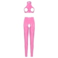 thumbnail image 3 of Conjunto de lencería Sexy de charol con aspecto mojado para mujer, sujetador con copa abierta recortada, Top corto con mallas de cintura alta sin entrepierna, pantalones ajustados, 3 of 5
