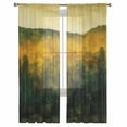 thumbnail image 3 of Green Yellow Forest Sheer Curtains 72 Inches Long 2 Panels Set, Window Sheer Curtains for Living Room/Bedroom, Oil Painting Landscape Light Filtering Rod Pocket Curtain 52'' x 72'' x 2, 3 of 7