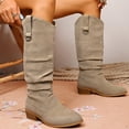 thumbnail image 6 of Fnooota Women's Knee High Boots, Pull On Non Slip Block Heel Pointed Toe Fall Winter Shoes Khaki Size 9.5, 6 of 8