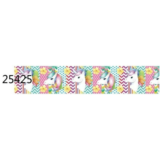 10yards Smile Unicorn Cartoon Grosgrain Ribbon for Hairbows Sewing Accessories DIY Decoration Gift Box Packing Jiayi