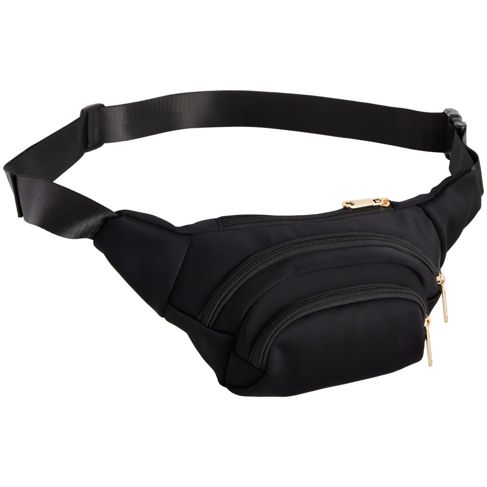 Black Extra Large Fanny Pack Plus Size, Crossbody Bag with Adjustable Belt Straps Fits 34-60 Inch Waist (Expands to 5XL)