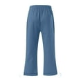 thumbnail image 5 of Running Capris with Pockets New Capris Pants for Women Cotton Linen Casual Summer 2025 Straight Wide Leg Loose Drawstring Elastic Waist Cropped Trouser Blue 4XL, 5 of 5