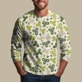 thumbnail image 7 of Men's St. Patrick's Day Henley Shirt Long Sleeve Clover Print Casual Pullover Top, 7 of 7