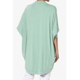 thumbnail image 2 of TheMoogan Women's PLUS Cocoon Draped Jersey Knit 3/4 Sleeve Oversized Open Front Cardigan, 2 of 7