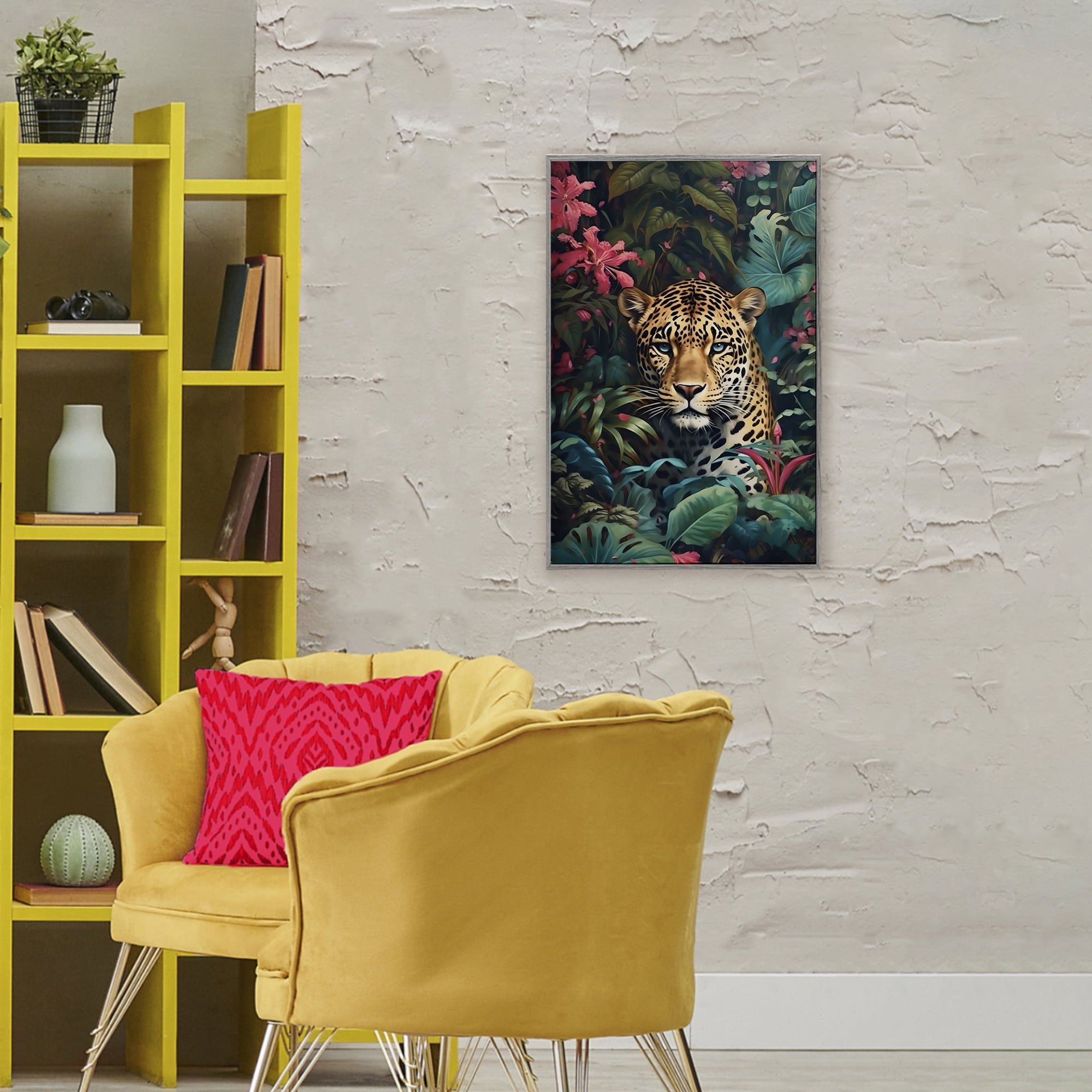 Stupell Industries Jaguar with Silent Emerald Gaze Gray Framed Giclee Art, design by Creative Studio