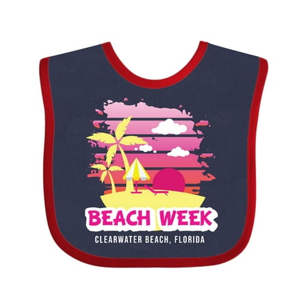 

Inktastic Beach Week Clearwater Beach Florida with Palm Trees Gift Baby Girl Bib