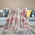 thumbnail image 2 of COMIO  Floral Throw Blanket, Romantic Rose Flower Bouquet Blooms in Soft Pastel Tones Botanical Rococo Design, Flannel Accent Piece Soft Couch Cover for Adults, Pink, 2 of 6