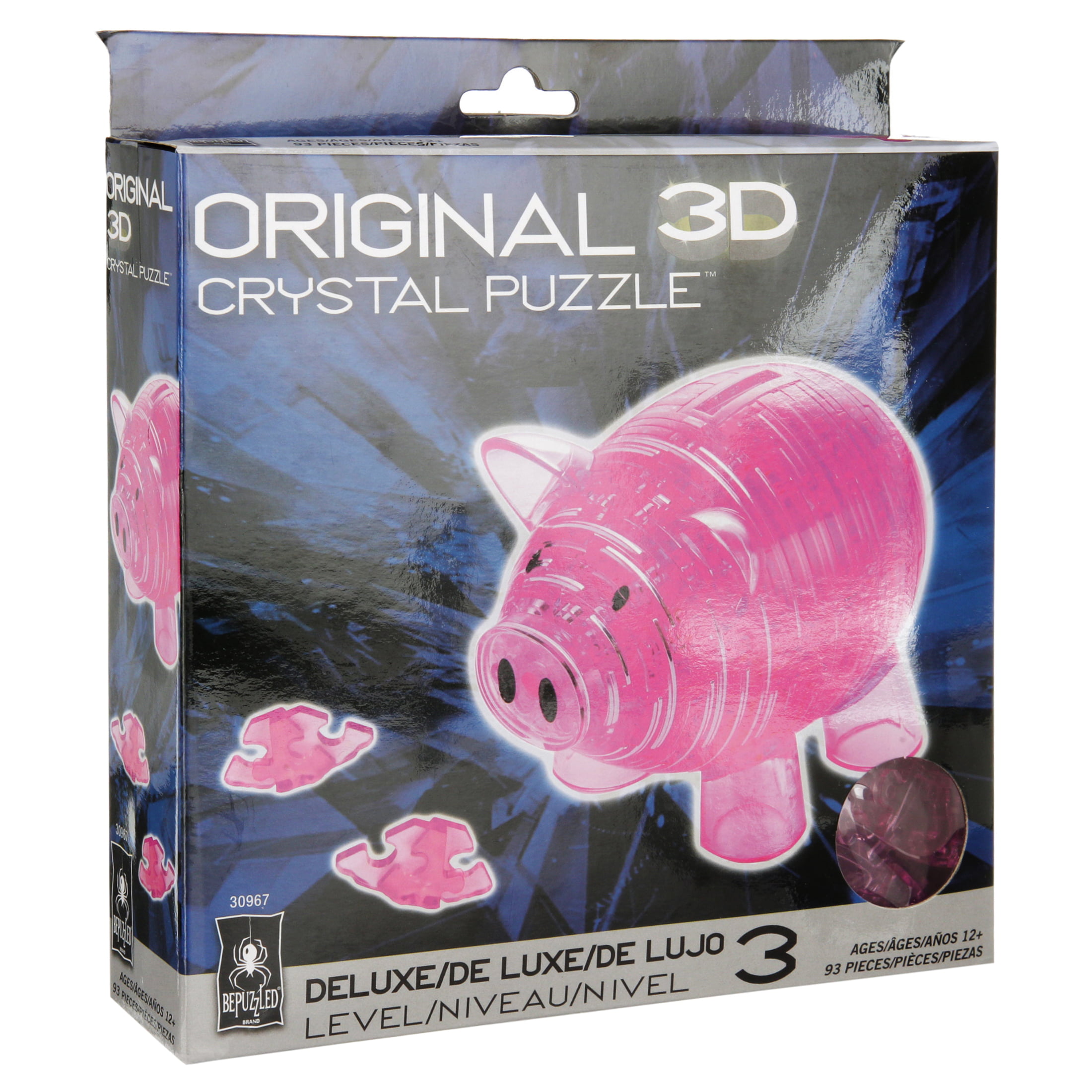 31699 PINK PIGGY BANK 3D CRYSTAL PUZZLE JIGSAW 93 PIECES FUN DISPLAY GIFT IDEA