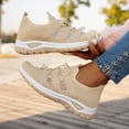 thumbnail image 3 of Orthopedic Walking Shoes for Women Breathable Mesh Slip on Wide Shoes Arch Support Lightweight Antislip Casual Sneakers Khaki Size 9, 3 of 5