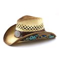 thumbnail image 2 of LILIYA Western Cowboy Hat for Women, Wide Brimmed Cowgirl Headwear with Decorative Band, Classic Western Felt Hat, Breathable Adjustable Sun Protection Headwear, 2 of 6