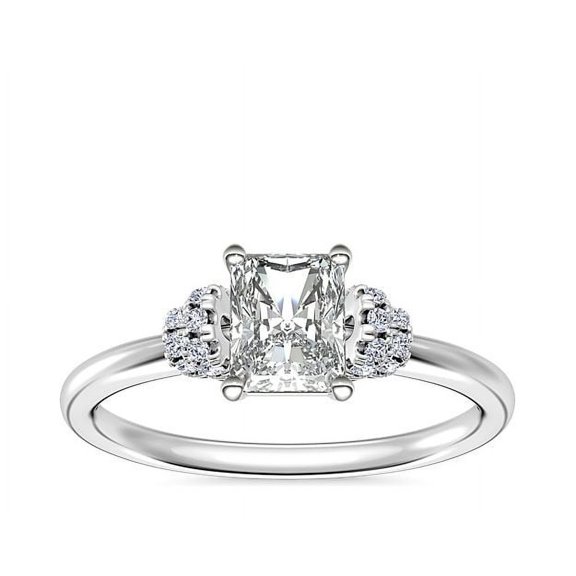 0.65 T.C.W Stunning Solitaire Radiant Cut Real Diamond Wedding Ring for her Solid 14K White Gold Size 7