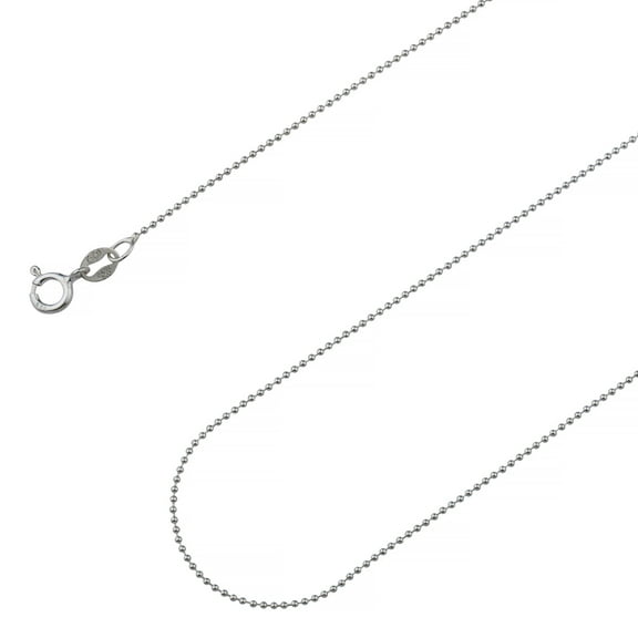 925 Sterling Silver, Ball Bead Chain 1mm Necklace - Hypoallergenic and Tarnish Resistant - By Oliver & Navy