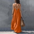 thumbnail image 5 of Sundresses for Women Summer Smocked Cami Maxi Dresses Spaghetti Strap V Neck Flowy Long Beach Vacation Dress, S, 5 of 6