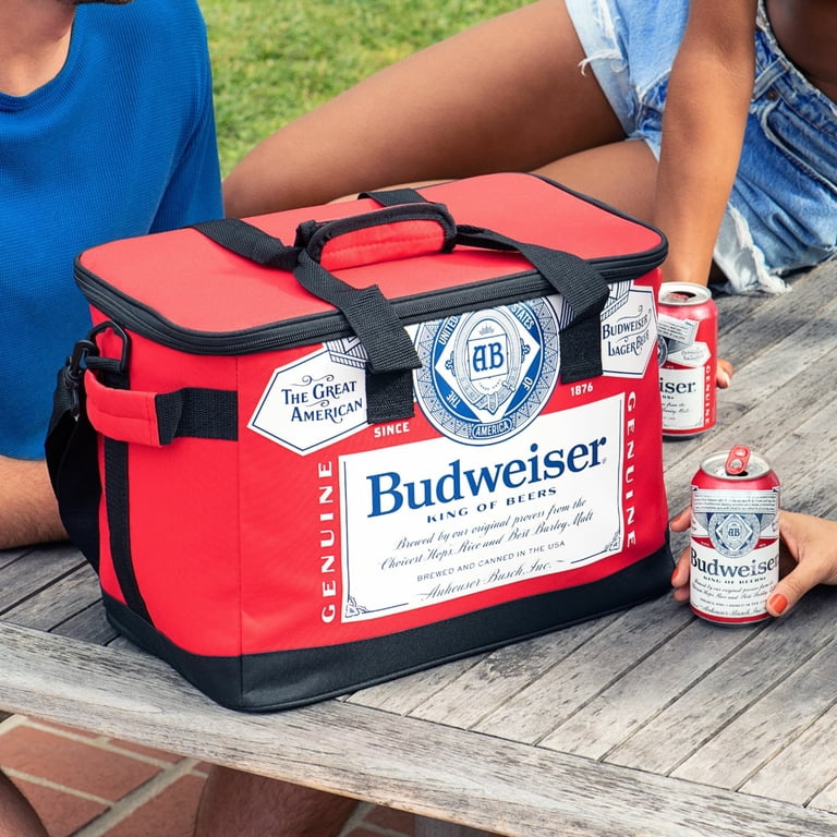 Budweiser Soft Fabric Beverage Cooler with Token Key Chain - Red