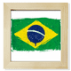 thumbnail image 1 of Pintado a mano de la bandera de Brasil Brasil Pantalla de escritorio de pared de fotograma cuadrado, 1 of 4