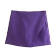 thumbnail image 2 of Women's Spring New Fashion Solid Color Asymmetric Skirts Casual High Waist Shorts Women-Black-M, 2 of 6