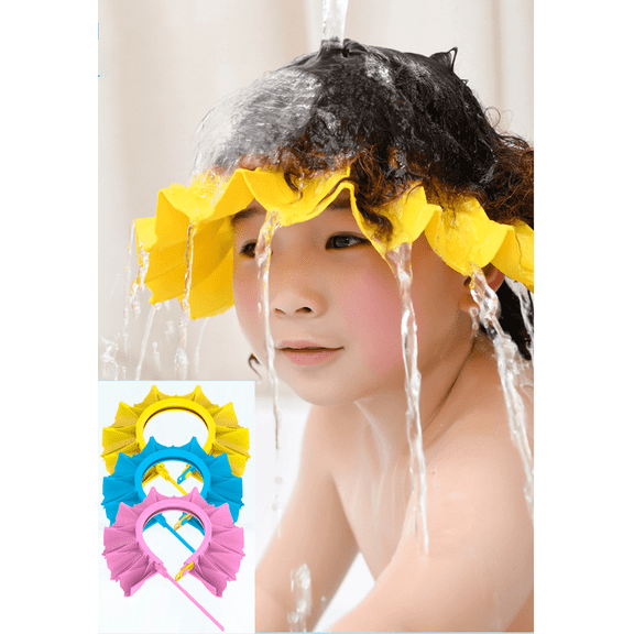 Baby Shower Cap Adjustable Bathing Shampoo Hat, Baby Shower Cap Protect Your Baby Eyes Children Wash Hair Shield Hats, Blue