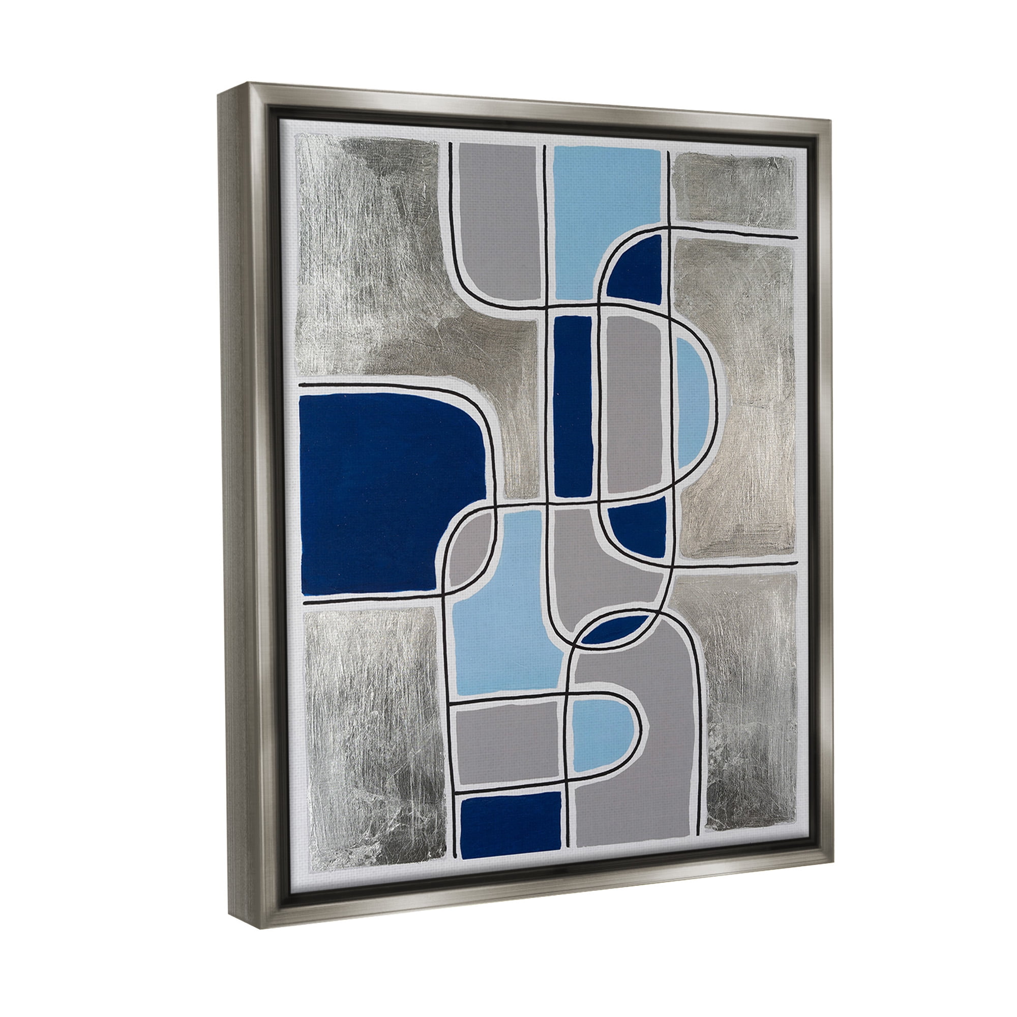 Stupell Industries Alternating Centric Shapes Abstract Painting Gray Floater Framed Canvas Art Print Wall Art, 17 x 21