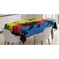 thumbnail image 1 of Florida Tablecloth, Vertical Vibrant Color Bands with Coconut Tree Silhouettes Grunge Look Summertime, Rectangular Table Cover for Dining Room Kitchen, 52 X 70 Inches, Multicolor, by Ambesonne, 1 of 3