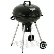 Master Cook 22" Round Portable Charcoal Kettle Grill With 2 Wheels, Black