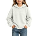 thumbnail image 4 of DJDLJWCJ Girls Fleece Lined Hoodies Sweatshirt Winter Warm Long Sleeve Pullover Tops Kids Solid Color Sweatshirts White Size 11, 4 of 9