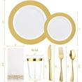 thumbnail image 2 of FOCUSLINE 140 Piece Gold Dinnerware Set for 20 Guests, Including Plastic Plates with Gold Grid Rim, Silverware, Cups and Napkins, Fancy Plastic Plates Disposable Set for Weddings Parties, 2 of 6