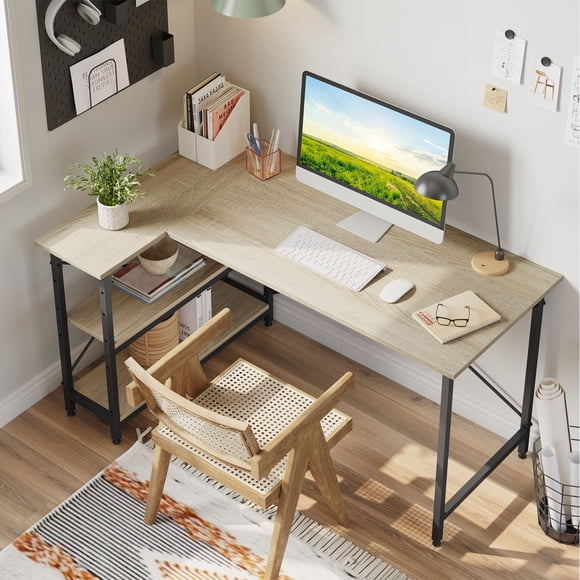 Escritorio l para Computadora, Espacioso, Estación de Trabajo para Home Office Pinmoco D31OAK Adultos