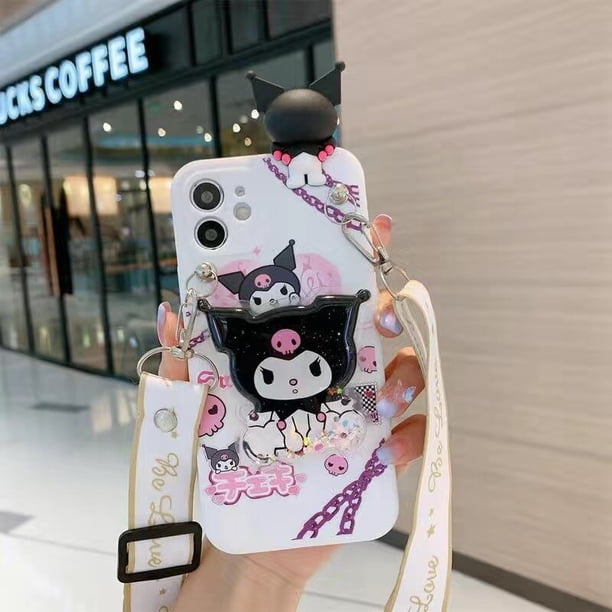 Funda de teléfono Sanrio Kuromi para iPhone 14 13 12 11 Pro Max Mini XR X XS MAX 8 7 Plus SE, funda a prueba de golpes con cordón xuanjing unisex