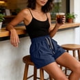 thumbnail image 4 of Flowy Athletic Shorts for Women Relaxed Fit High Waisted Tennis Short Workout Running Stretchy Drawstring Short with Pockets Navy XL, 4 of 5