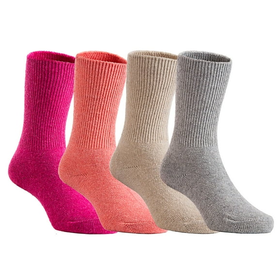 Lian LifeStyle 4 Pairs Children Wool Crew Socks Adorable, Fantastic, And Soft Size 4Y-6Y GIRLColors