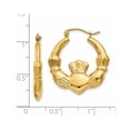thumbnail image 4 of Diamond2Deal 14k Yellow Gold Polished Claddagh Hoop Earrings for Women (L- 1.07 in, W-0.99 in), 4 of 4