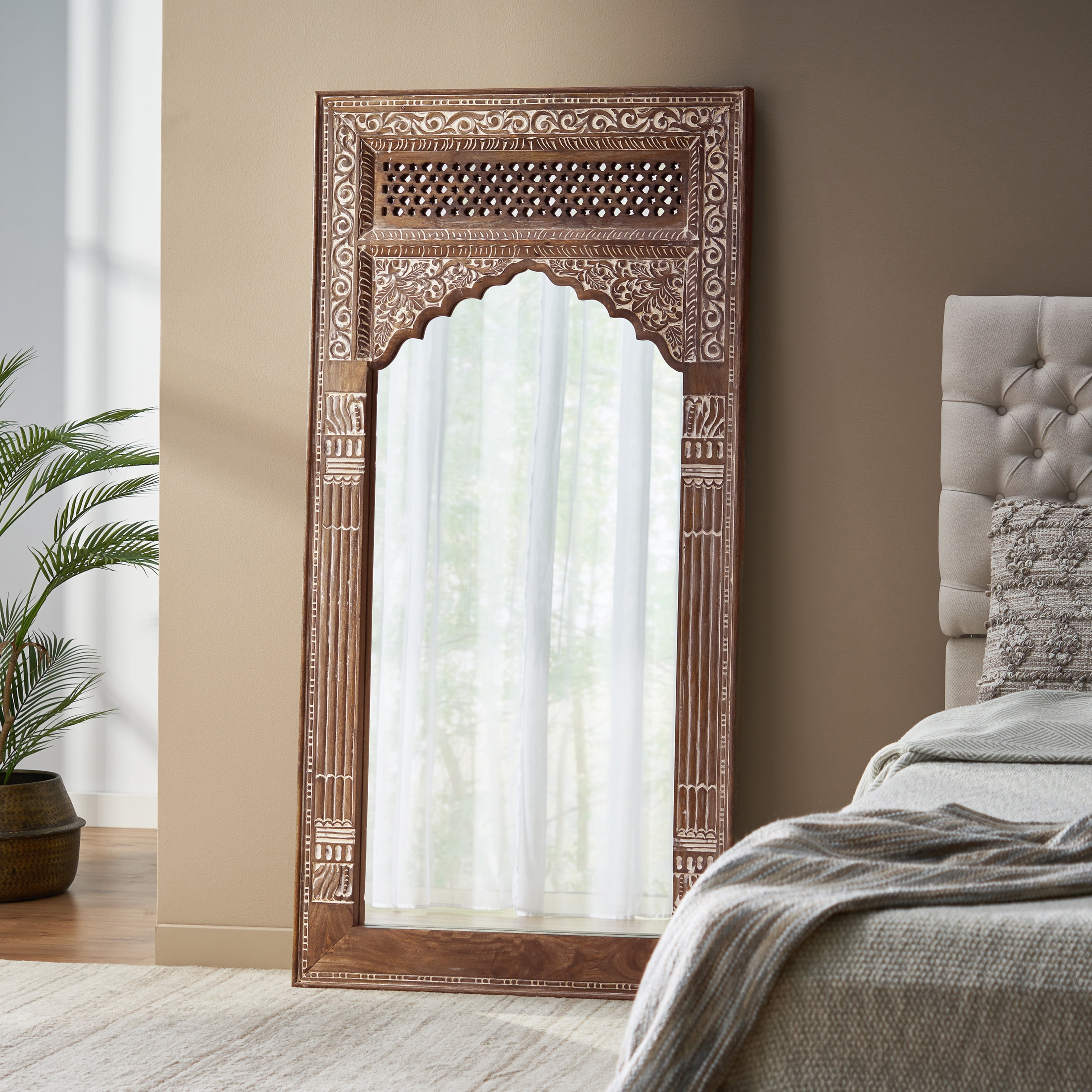 Noble House Rivet Mango Wood Handcrafted Carved Full Length