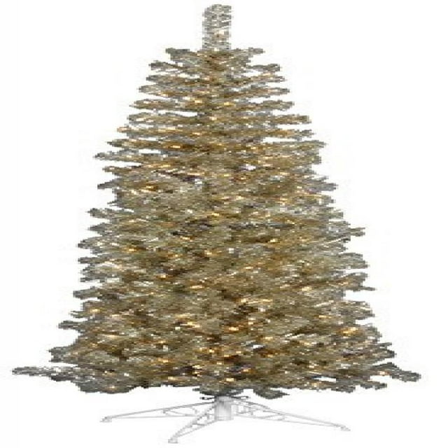 Vickerman 7.5' Champagne Pencil Artificial Christmas Tree with 400 Warm White LED Lights
