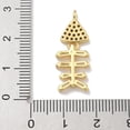 thumbnail image 3 of Rack Plating Brass Micro Pave Clear Cubic Zirconia Pendants Long-Lasting Plated Fishbone Charms Real 18K Gold Plated 26.5x10.5x2.5mm Hole: 1.3x2mm, 3 of 3