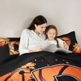 thumbnail image 5 of Homewish Cartoon Basketball Boys Bedding Comforter Set, Black Orange Monogrammed D Twin Comforter Sets, Modern Ball Sports Player Reversible Bedding Set, Lightweight Room Decor, 2pcs, 5 of 8