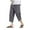 Grey, variant on Men's Solid Color Cotton Linen Cropped Pants - Plus Size Casual Sports, Elastic Waist, Spring/Summer