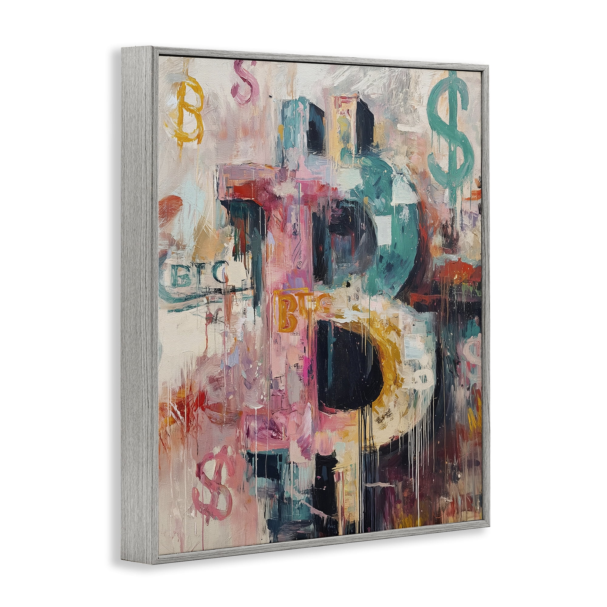 Stupell Industries Street Style Crypto Symbol Gray Framed Giclee Art, design by Svetlana Aleynikova