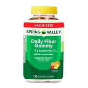 Spring Valley Digestive Health Fiber Supplement Gummies, Orange Lemon Strawberry, 150 Count